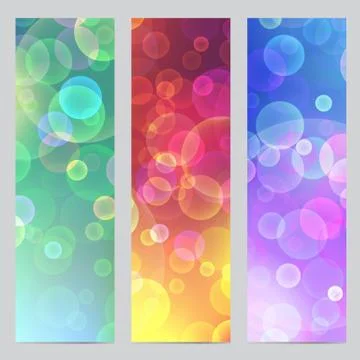 Vector abstract banners with bokeh effect. Vertical banners with lighting par Stock Illustration