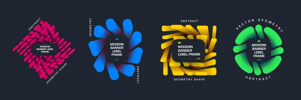 Vector abstract banners, gradient colored elements in geometric shapes, EPS10 Stock Illustration