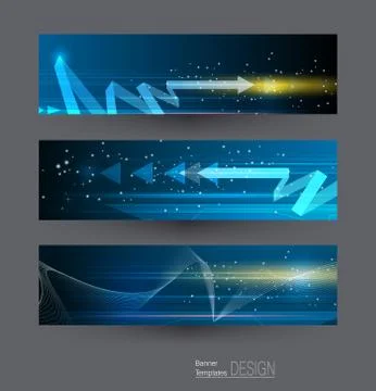 Vector Abstract banners set with image of speed movement pattern and motion blur Stock Illustration