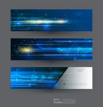 Vector Abstract banners set with image of speed movement pattern and motion blur Stock Illustration