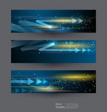 Vector Abstract banners set with image of speed movement pattern and motion blur Stock Illustration