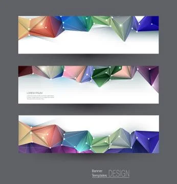 Vector abstract banners set with polygonal, Triangle pattern shape Illustrazione stock