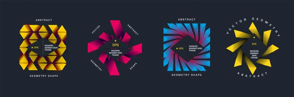 Vector abstract banners, triangular colored elements in geometric shapes, f.. イラスト素材