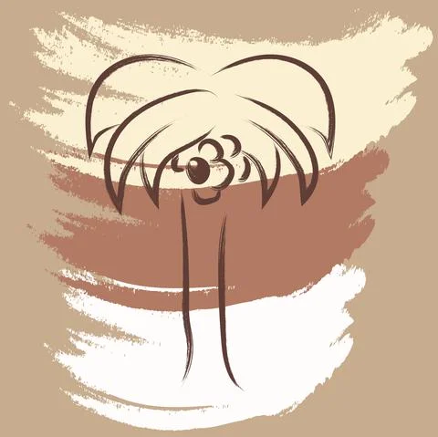 Vector. Abstract beach, palm tree, coconuts. Collage hand-drawn organic shapes. Illustrazione stock