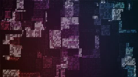 Vector abstract big data visualization. Colorful glowing data flow as binary  Stock Illustration