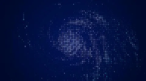 Vector abstract big data visualization. Blue glowing data flow as binary numb Stock Illustration