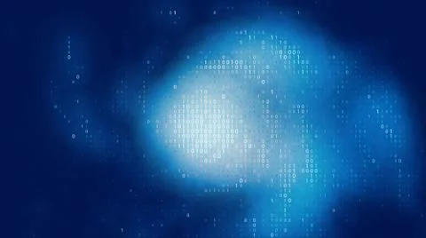 Vector abstract big data visualization. Blue glowing data flow as binary numb Stock Illustration