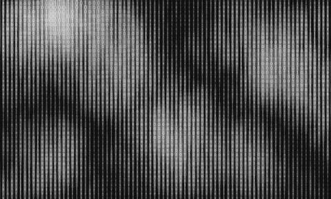 Vector abstract big data visualization. Grayscale data flow as binary numbers Stock Illustration