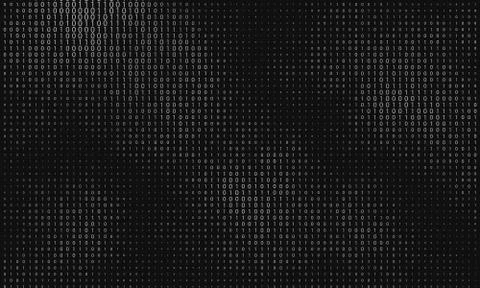 Vector abstract big data visualization. Grayscale data flow as binary numbers Stock Illustration
