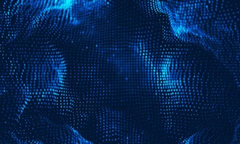 Vector abstract big data visualization. Blue glowing data flow as binary numb 库存插图