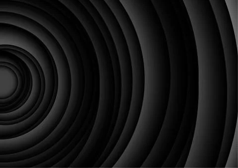 Vector : Abstract black and gray circles on black background Stock Illustration