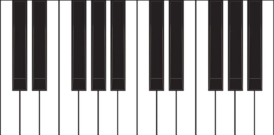 Vector abstract black and white piano keyboard seamless background. EPS 10 Stock Illustration