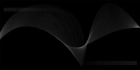 Vector abstract black background with yellow line gradient wave and dots Illustrazione stock