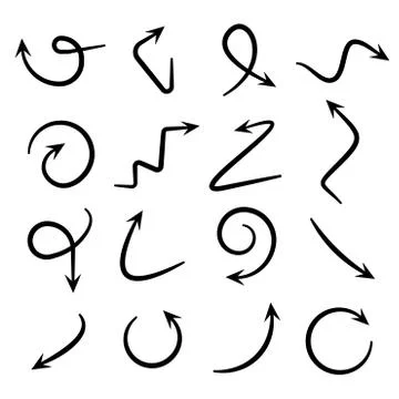 Vector abstract black hand drawn arrows set on white background Stock-Illustration