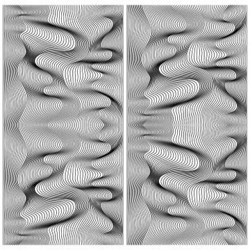 Vector abstract black lines patterns set. Stock Illustration