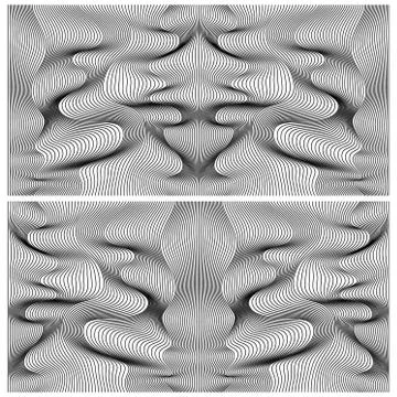 Vector abstract black lines patterns set. Stock Illustration