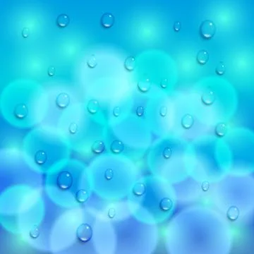 Vector abstract blue background with bokeh effect and drops Stock Illustration