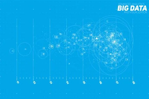 Vector abstract blue big data point plot visualization. Futuristic infographi 库存插图