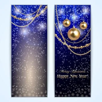 Vector abstract blue Christmas and New Year Greeting or Invitation Stock Illustration
