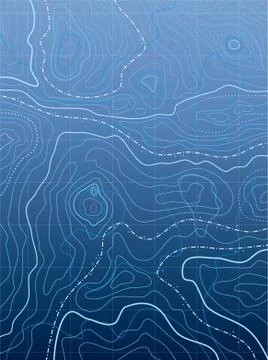 Vector abstract blue map with wavy lines Stock Illustration