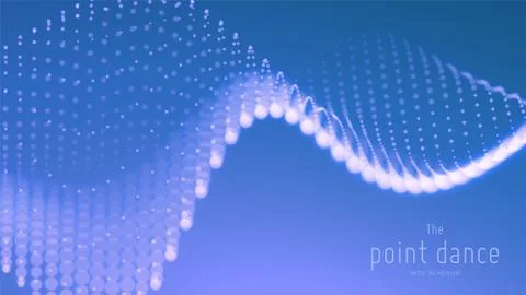 Vector abstract blue particle wave, points array, shallow depth of field Illustrazione stock