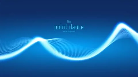 Vector abstract blue particle wave, points array, shallow depth of field Stockillustratie