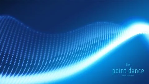 Vector abstract blue particle wave, points array, shallow depth of field Illustrazione stock