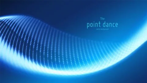 Vector abstract blue particle wave, points array, shallow depth of field Stock Illustration