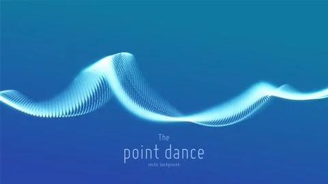 Vector abstract blue particle wave, points array, shallow depth of field 스톡 일러스트