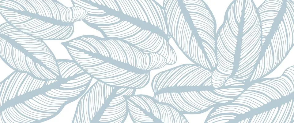 Vector abstract botanical background with blue leaves. Stock Illustration