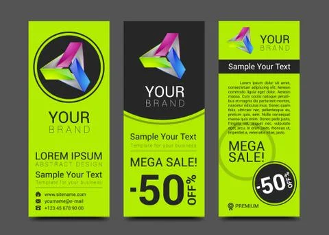 Vector abstract bright business card banner design templates Stock Illustration