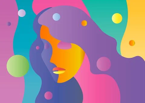 Vector abstract bright color young female face Stock Illustration