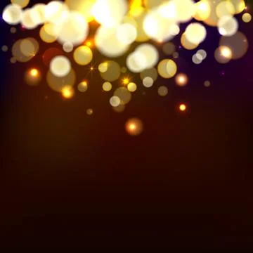 Vector abstract brown background with blur golden bokeh light effect. Stock Illustration