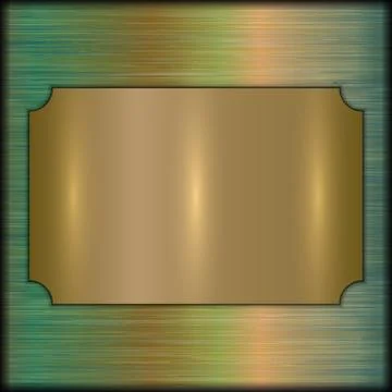 Vector abstract brushed gold award plate on beige background Stock Illustration