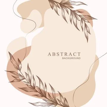 Vector abstract card template with hand drawn plants and geometric elements i Illustrazione stock