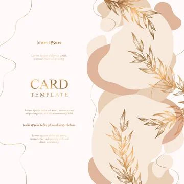 Vector abstract card template with hand drawn geometric shapes and plants iso Stock Illustration