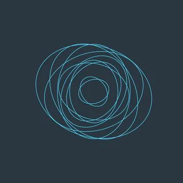 Vector abstract chaotic circle sketch lines. Black round shape. Twisted shape Stock Illustration