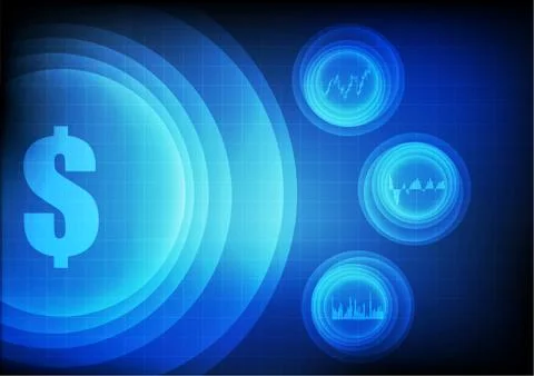 Vector : Abstract circle and business graph on blue background Stock Illustration