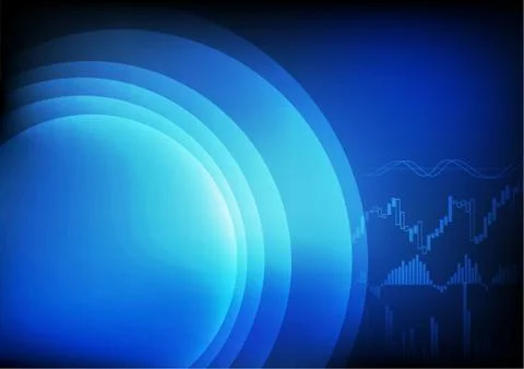 Vector : Abstract circle and business graph on blue background Stock Illustration
