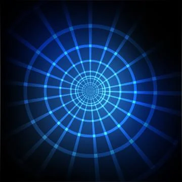 Vector : Abstract circle and perspective line on blue background Stock Illustration