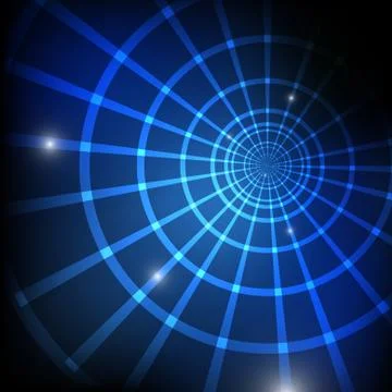 Vector : Abstract circle and perspective line on blue background Stock Illustration