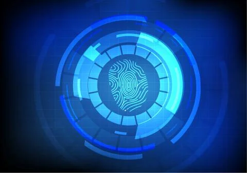 Vector : Abstract circle with finger print on technology background Stock Illustration