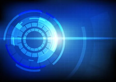 Vector : Abstract circle with grid on blue technology background Stock Illustration