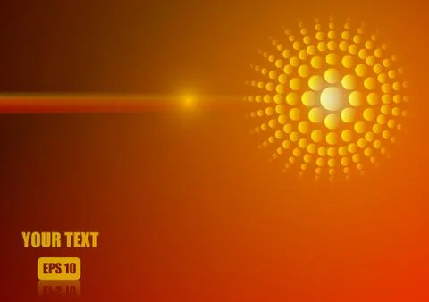 Vector : Abstract circle on red and yellow background Stock Illustration