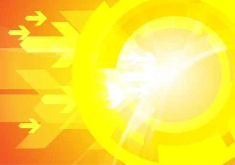 Vector : Abstract circles with arrow on yellow background Stock Illustration