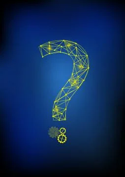 Vector : Abstract circles network and gears in question symbol Stock Illustration