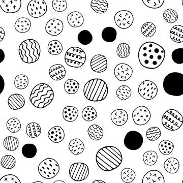 Vector abstract circles seamless pattern. Hand drawn triangles with circles,  Illustrazione stock
