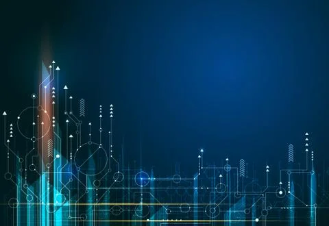 Vector Abstract circuit board and stripes lines Illustrazione stock