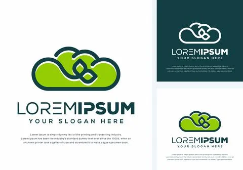 Vector of an abstract cloud and leaf logo design in green and white Stock Illustration