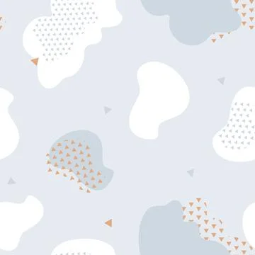 Vector Abstract Cloud like Organic Shapes and Triangular Airplanes seamless 스톡 일러스트